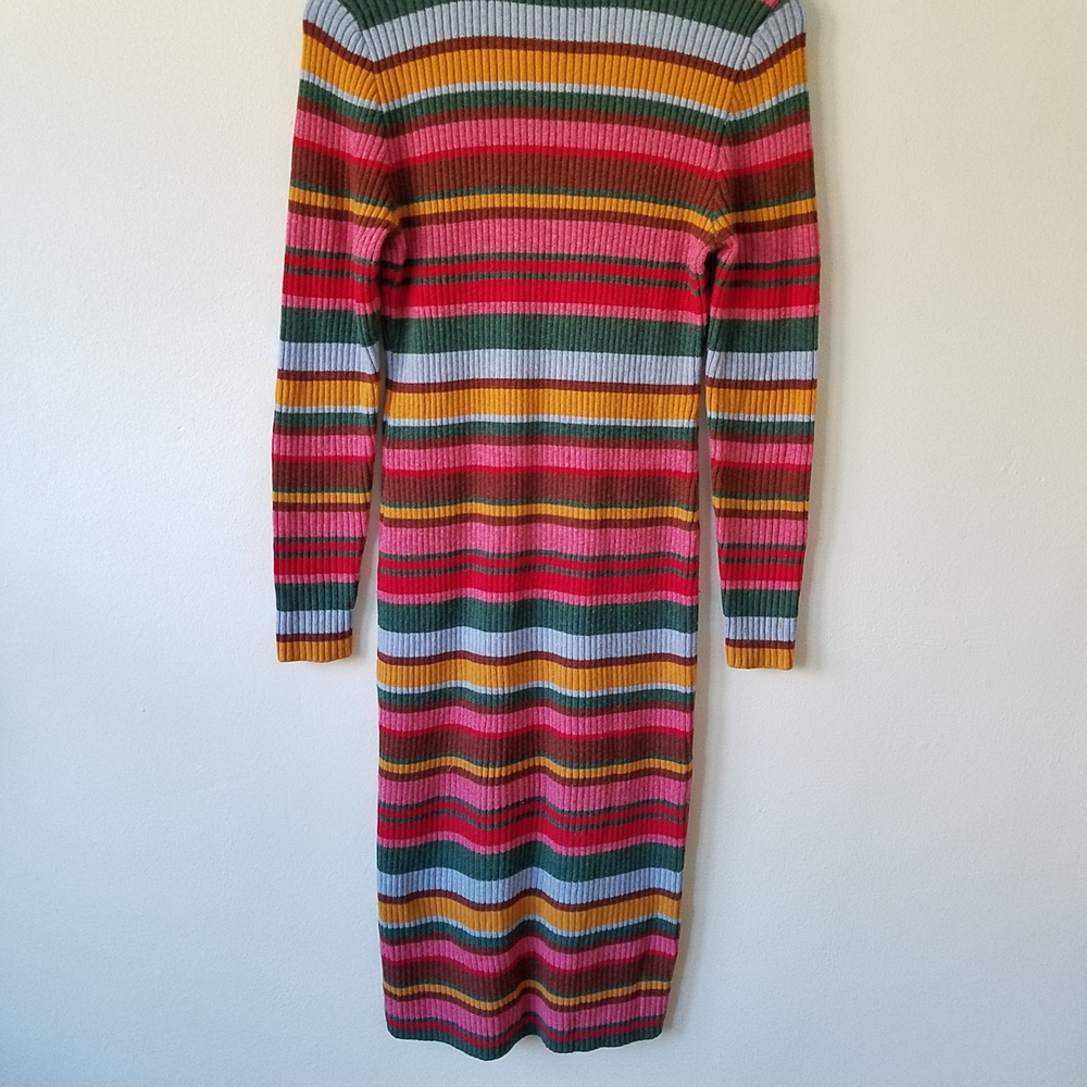 Rachel Antonoff Polo Rib Knit Sweater Dress In Multi Color Striped Size Small - Picture 7 of 10